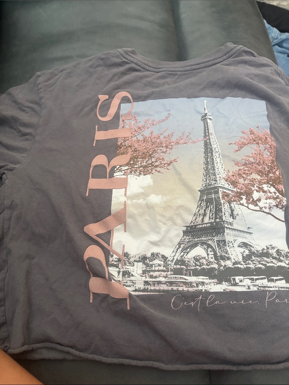 Girls' Paris Graphic Short Sleeve Tee - Gray with Pink Accents